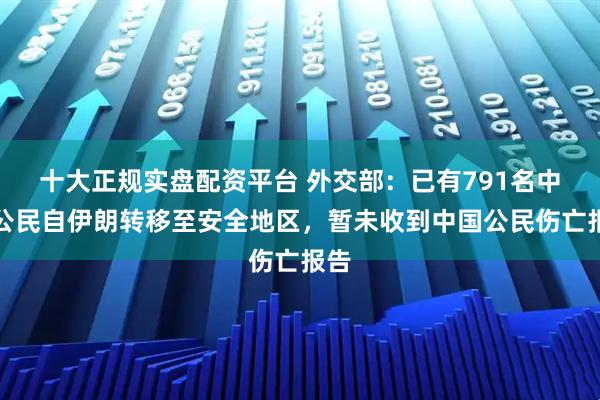 十大正规实盘配资平台 外交部：已有791名中国公民自伊朗转移至安全地区，暂未收到中国公民伤亡报告